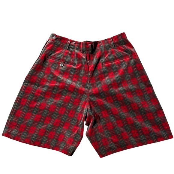 Womens 14 Ralph Ralph Lauren Red Plaid HIgh Rise Shorts Pleated Holiday Vtg - Picture 3 of 9